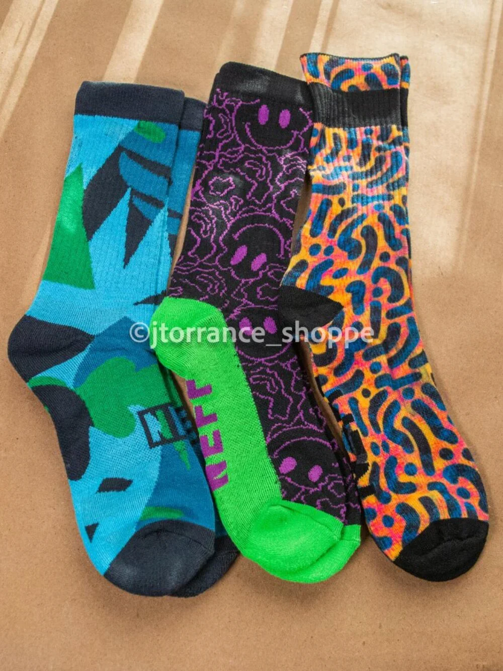 3-PACK (9 pairs) Neff Unisex Crew Socks 6-12 animal mushroom camo graphic prints